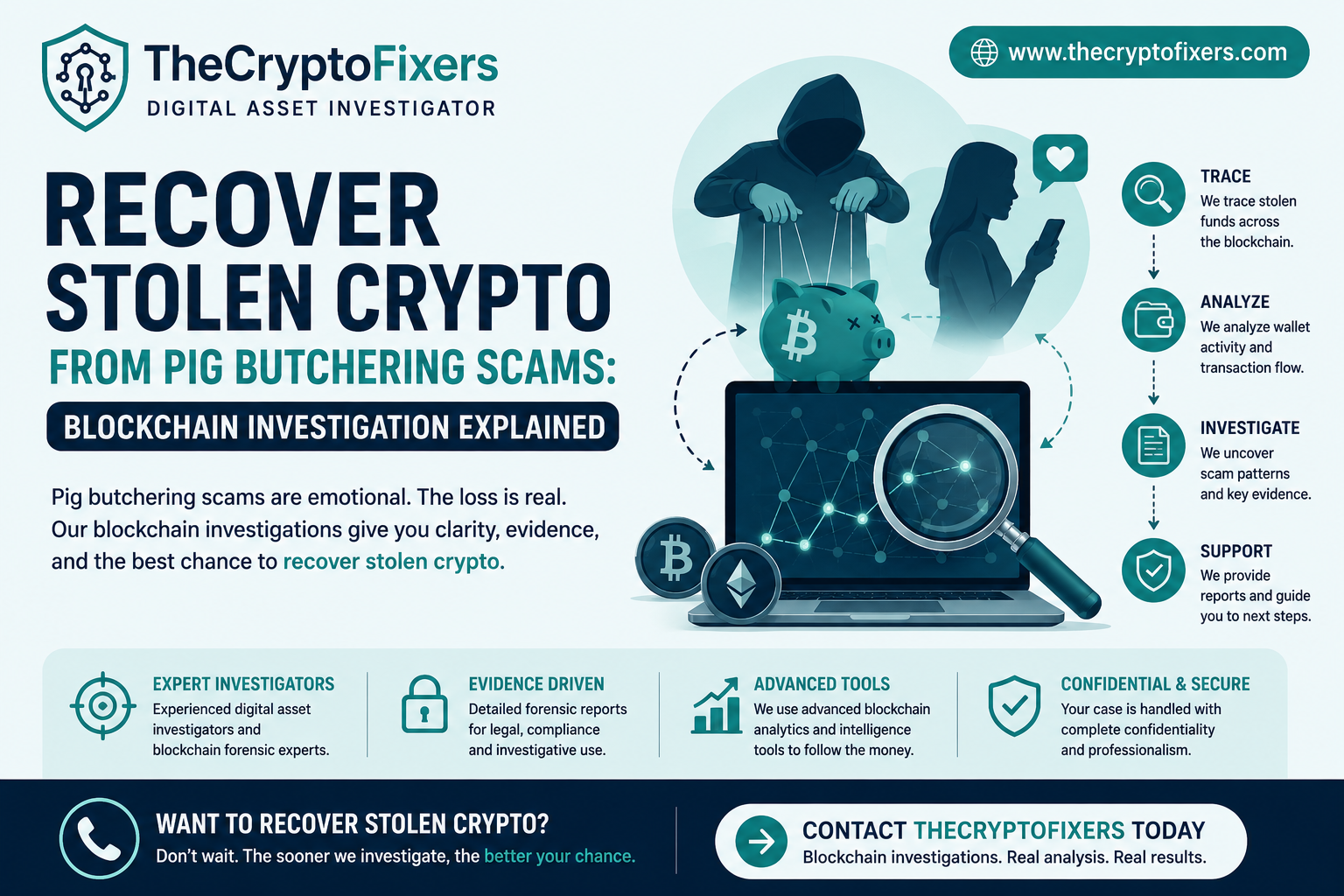 Recover Stolen Crypto From Pig Butchering Scams: Blockchain Investigation Explained